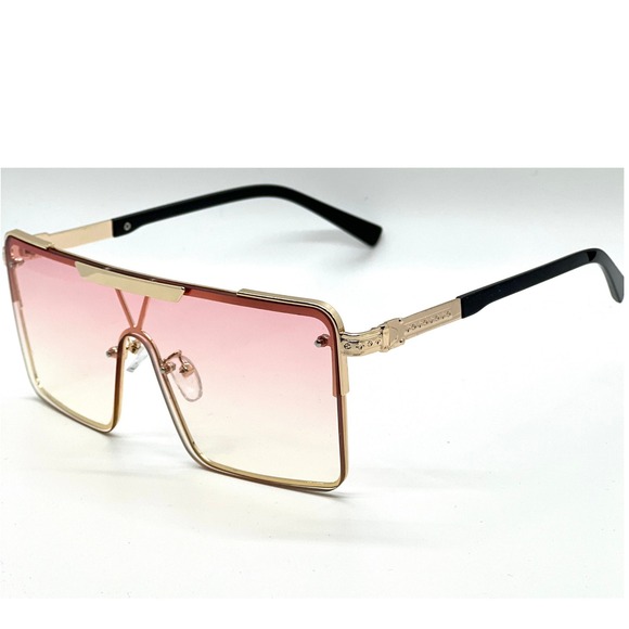 Oversized Shield Sunglasses Flat Top Pink Ombre Lens Fashion Shades Trendy Gafas - Picture 1 of 3